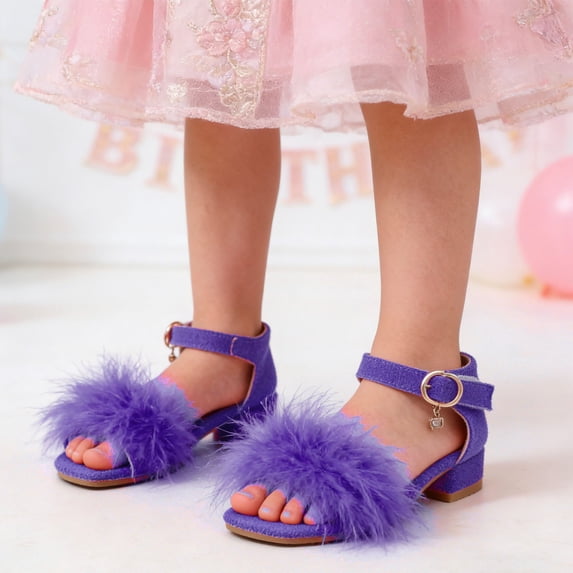 TUOYUAN Toddlers Kids Sandals For Girls Summer Girl Sandals Heeled Flip Flops For Kids With Elegant Dressy Sandals For Girls Daily Footwear Shoes For Kids,Purple,US:5/12.5Y-13Y