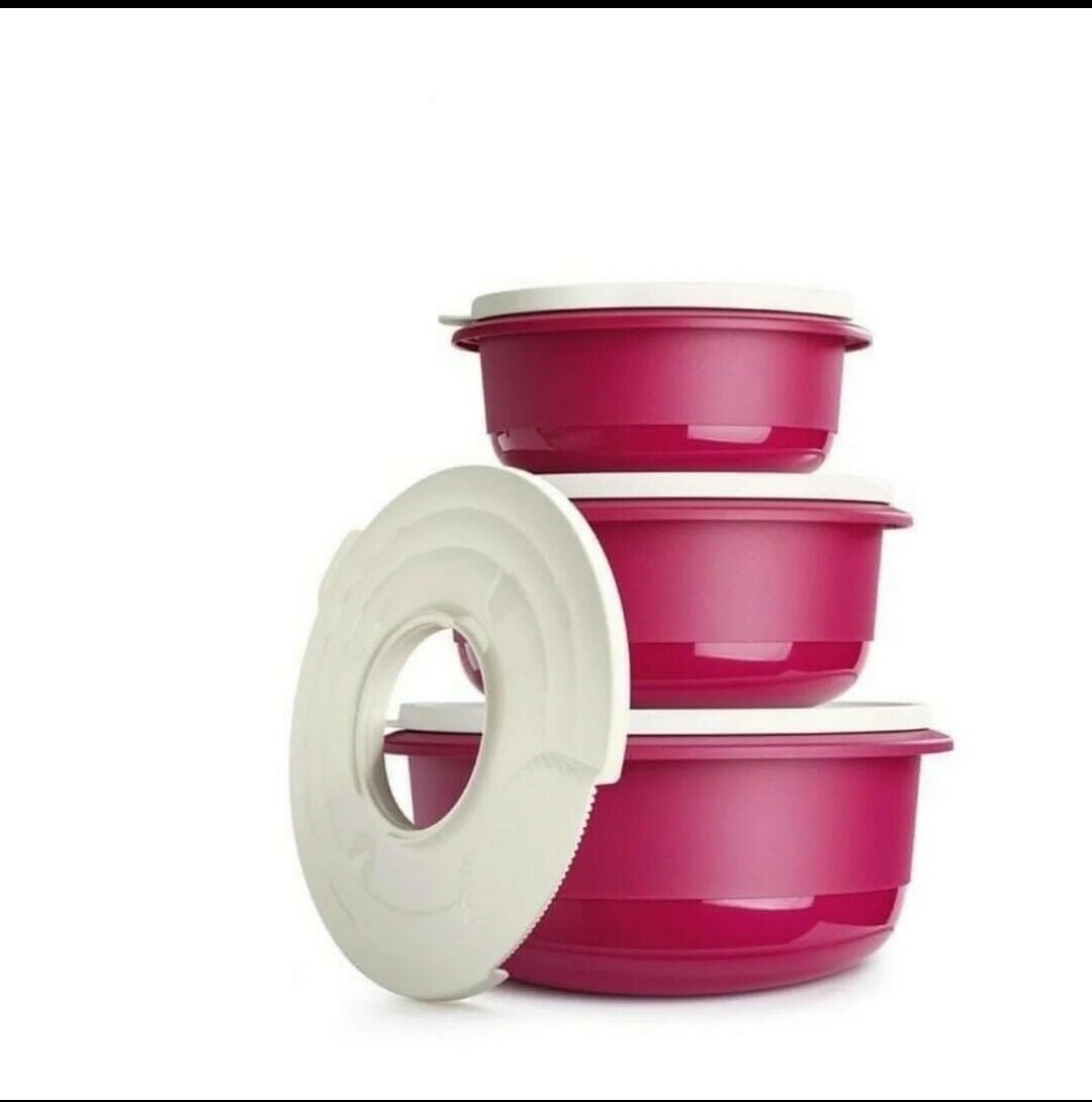 Tupperware 7pc Food Storage Ultimate Mixing Bowl Set Berry Pink