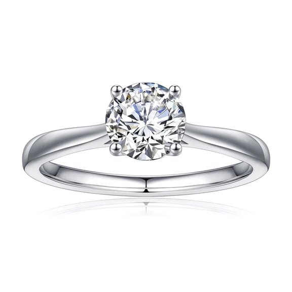 IEFSHINY 1 Carat Moissanite Engagement Ring 925 Sterling Silver Classic Solitaire Moissanite Round Cut Diamond Ring Wedding Band Promise Wedding Rings for Women Girls