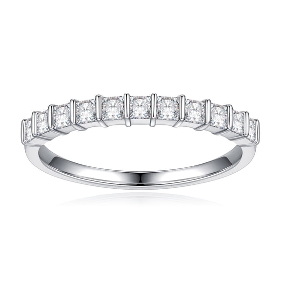 Turandoss 1ct Moissanite Engagement Ring 925 Sterling Silver Half Halo Princess-Cut Moissanite Ring Diamond Ring Wedding Band Promise Wedding Rings for Women