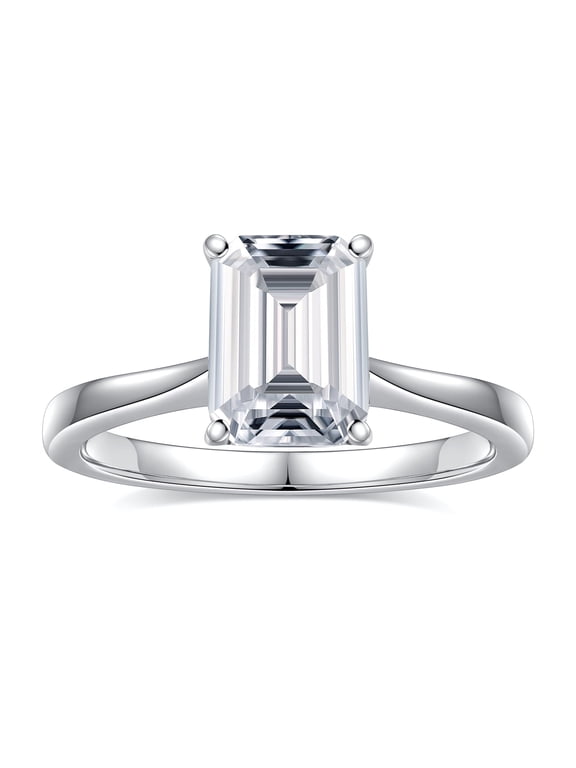 2 Carat Emerald cut Moissanite Engagement Ring 925 Sterling Silver Diamond Ring Wedding Band Promise Wedding Rings for Women Girls
