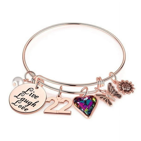 TURANDOSS 22th Birthday Gifts for Teen Girls 22 Year Old Birthday Gifts for Daughter Granddaughter Birthday Bracelets for Twins Christmas Gifts Birthday Present Happy 22th Birthday