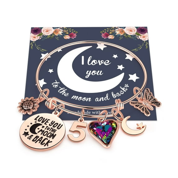 TURANDOSS 5th Birthday Bracelet Gifts for Girls Five 5 Year Old Girls Gifts Birthday Bracelet Little Girls Kids Toddler Granddaughter Daughter Birthday Gifts