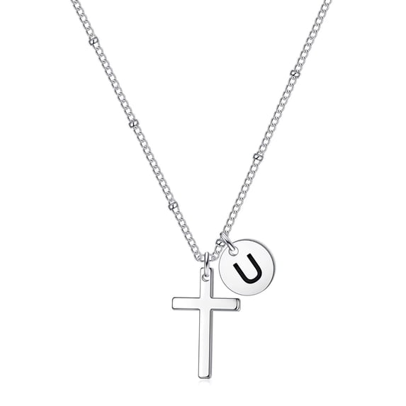 Turandoss Cross Pendant Necklace for Women Letter Pendant Initial A-Z Necklace Gifts Jewelry for Women