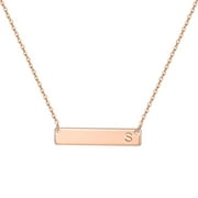 TURANDOSS Bar Initial Necklace for Women Dainty 14K Gold Plated Stainless Steel Engraved Letter Horizontal Bar Necklace Jewelry Gifts for Women Teen Girls