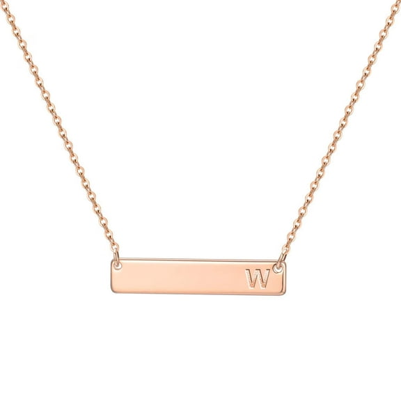 IEFSHINY Bar Initial Necklace for Women Dainty 14K Gold Plated Stainless Steel Engraved Letter Horizontal Bar Necklace Jewelry Gifts for Women