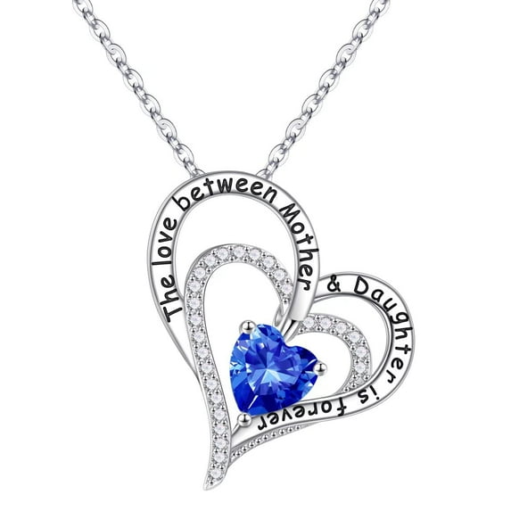 TURANDOSS Birthday Gifts for Daughter Birthstone Necklace 925 Sterling Silver Love Heart Necklace Birthstone Jewelry Daughter Gift from Mom