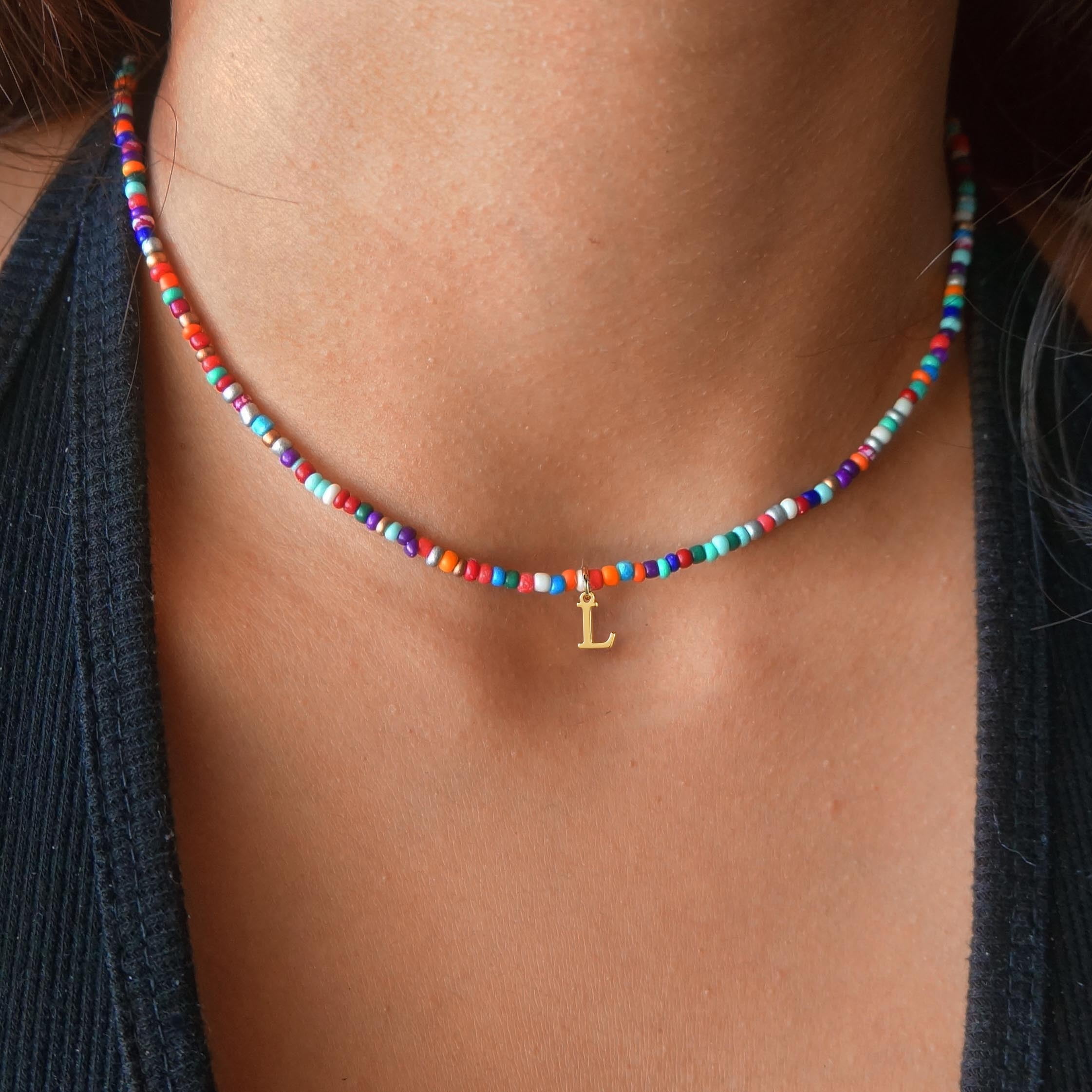 TURANDOSS Colorful Beaded Initial Necklaces for Women TURANDOSS Colorful Beaded Initial Necklaces for Women