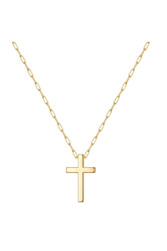 Cross Necklace for Women Silver Black Rose Gold Paperclip Chain Cross Necklace Stainless Steel Cross Pendant Necklace 14-18 Inches Cross Necklace for Women Men