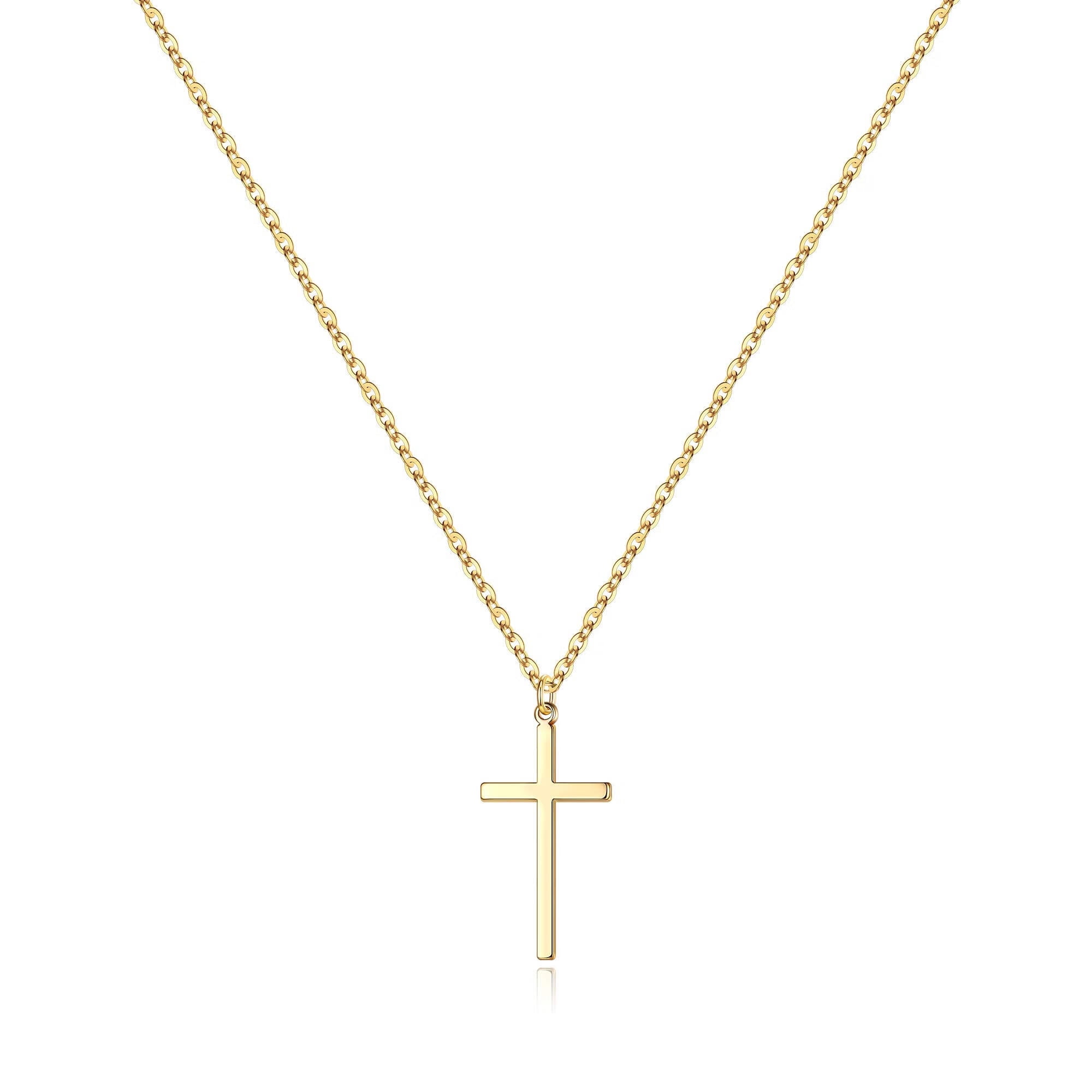 TURANDOSS Cross Necklace for Women Girls Dainty 14K Gold Plated Cross Pendant Necklace for Women Girls Jewelry Gifts