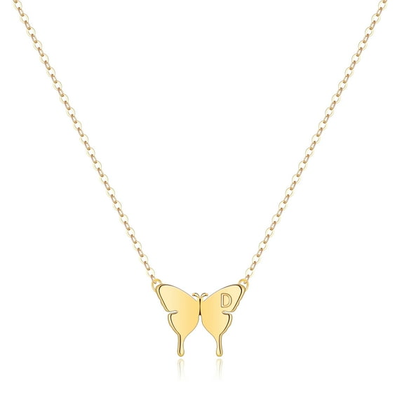 TURANDOSS Dainty Initial Butterfly Necklace 14K Gold Plated Butterfly Choker Pendant Necklaces