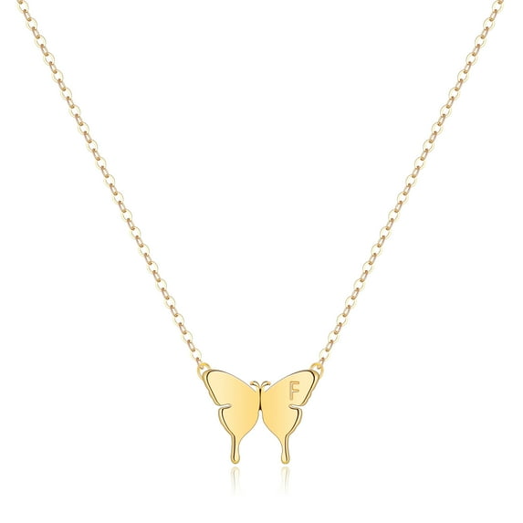 TURANDOSS Dainty Initial Butterfly Necklace 14K Gold Plated Butterfly Choker Pendant Necklaces