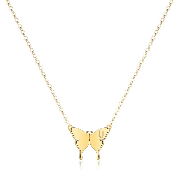 SMILEST Dainty Initial Butterfly Necklace 14K Gold Plated Butterfly Necklaces Initial Letter Necklace Minimalist Butterfly Charm Necklace Jewelry Gifts for Women