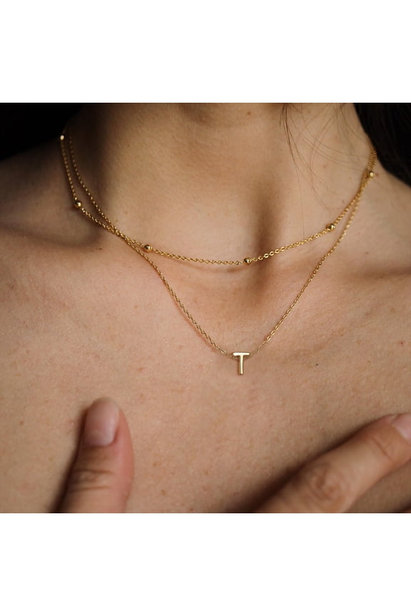 Dainty Initial Necklaces for Women, 14K Gold Plated Letter A-Z Necklace Minimalist Monogram Necklace