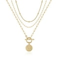 thumbnail image 1 of TURANDOSS Dainty Layered Necklaces for Women 14K Gold Plated Paperclip Link Necklace for Women, 1 of 5