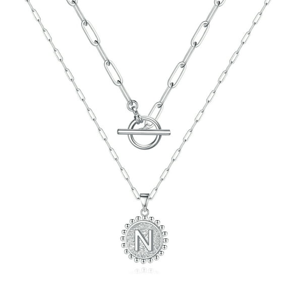TURANDOSS Dainty Layering Initial Necklaces for Women, Paperclip Chain Pendant Initial Necklaces for Women