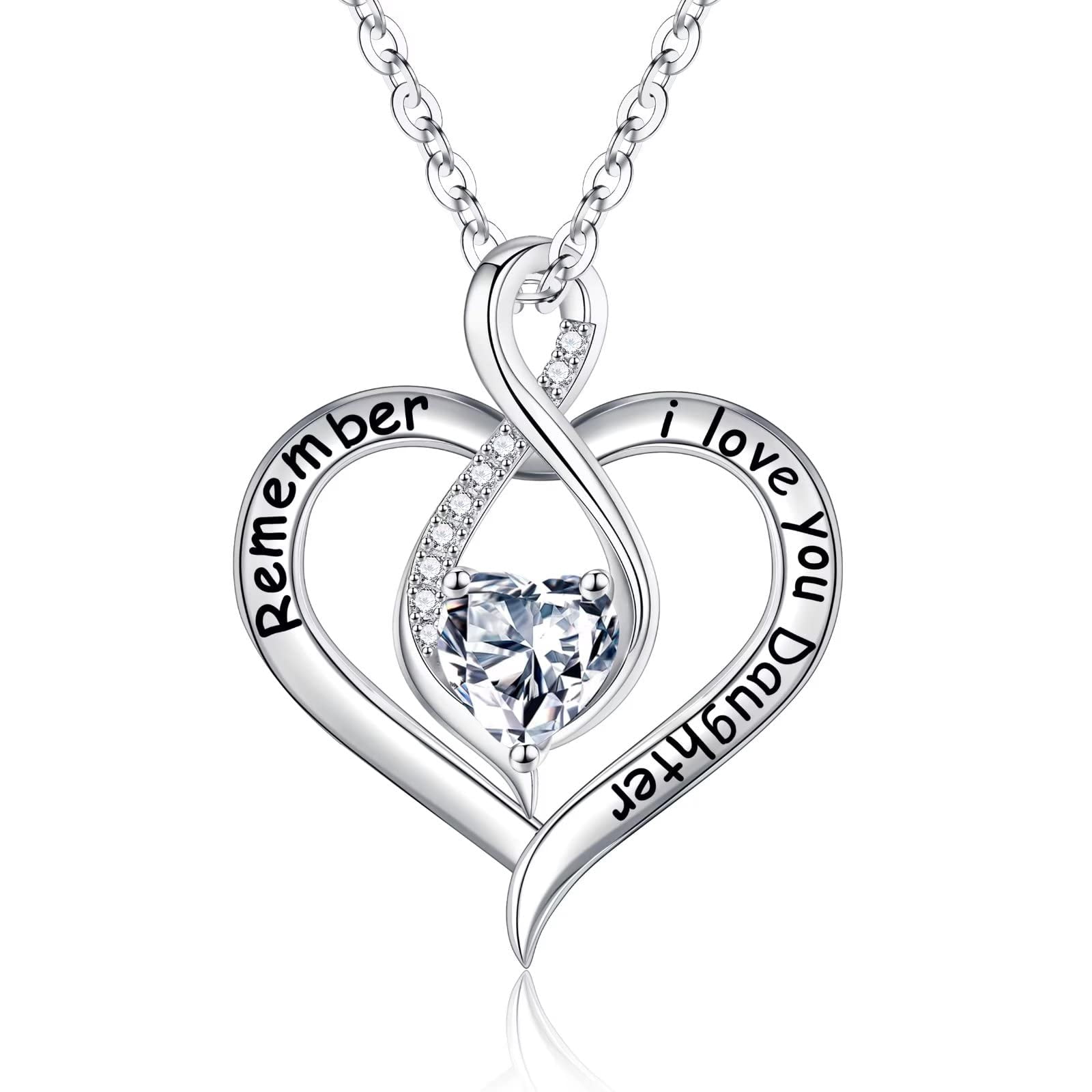 THECEROS Dainty Birthstone Heart Necklace - Sterling Silver & Gold Plated, Gift For Women, Wife, Mom, Girlfriend