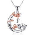 thumbnail image 1 of TURANDOSS Elephant Gifts for Women, 14K White Gold Plated Crescent Moon Rose Pendant Elephant Necklace for Women Elephant Gifts, 1 of 6