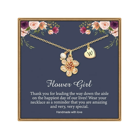 IEFSHINY Flower Women Gifts 14K Gold Plated Heart Initial Necklace Flower Women Proposal Gifts from Bride