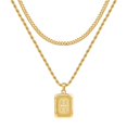 thumbnail image 1 of TURANDOSS Gold Initial Necklace for Men Women 18K Gold Plated Layered Cuban Link Chain Rope Chain 18-20 Inch Square Pendant Stainless Steel Necklace for Men Jewelry Gifts, 1 of 6