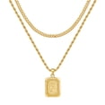 thumbnail image 1 of TURANDOSS Gold Initial Necklace for Men Women 18K Gold Plated Stainless Steel Layered Cuban Link Chain Rope Chain Square Pendant Necklace for Men Jewelry Gifts, 1 of 6