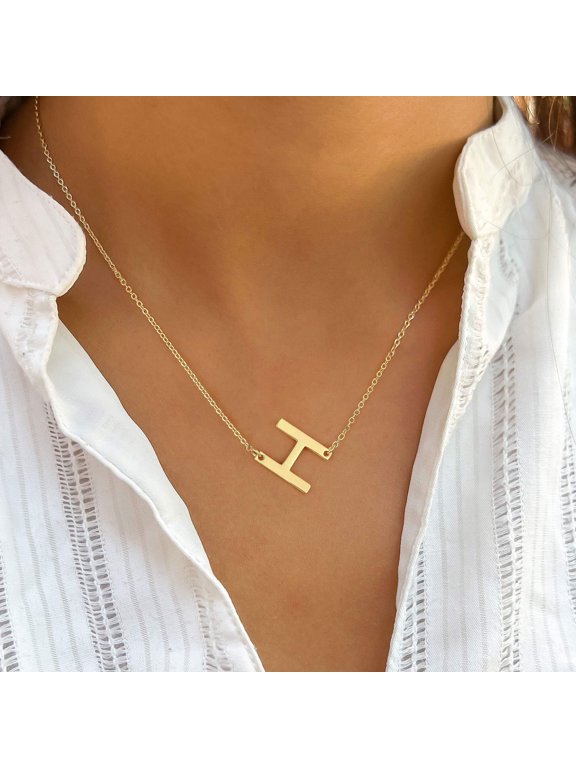 Gold Initial Necklaces for Women, 14K Gold Plated Dainty Simple Cute Initial Personalized Monogram Pendant Necklace Jewelry for Women Gifts