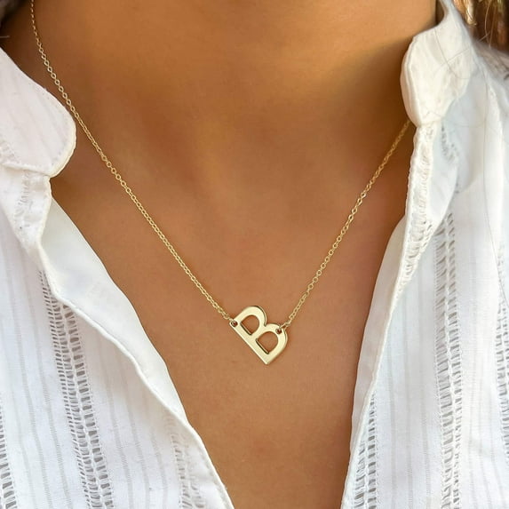 IEFSHINY Gold Initial Necklaces for Women, 14K Gold Plated Dainty Simple Cute Initial Personalized Monogram Pendant Necklace Jewelry for Women Gifts