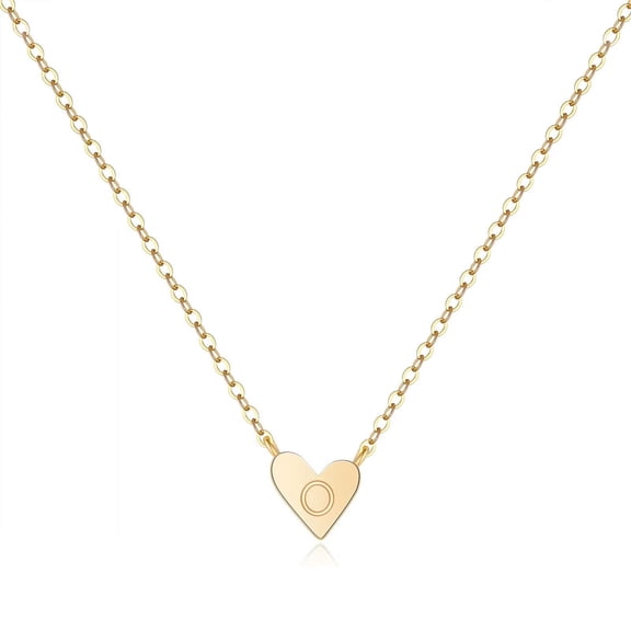 IEFSHINY Gold Initial Necklaces for Women 14K Gold Plated Dainty Tiny Small Letter Heart Necklace Initial Jewelry