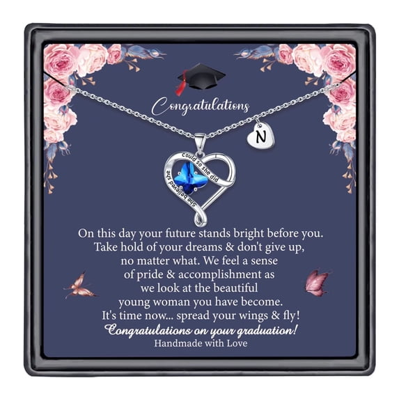 TURANDOSS Graduation Gifts for Her 2024, 14K White Gold Plated Heart Initial Pendant Necklace High School College Graduation Gifts for Her