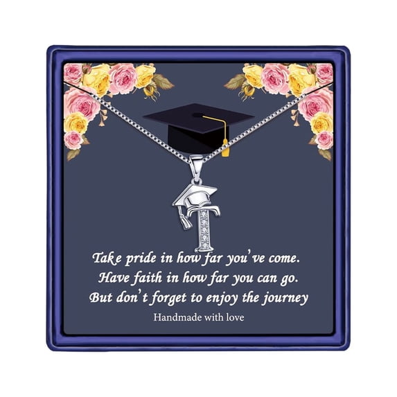 TURANDOSS Graduation Gifts for Her 2024, Initial Necklaces Meaningful Cap Pendant Initial Graduation Friendship Gifts for Women