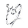 thumbnail image 1 of TURANDOSS Heart Initial Rings for Women, S925 Sterling Silver Initial Heart Stackable Rings for Women Adjustable Rings for Women, 1 of 7