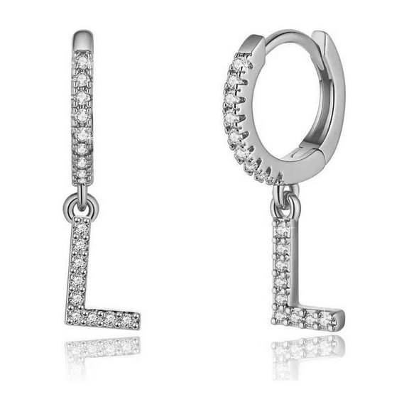 IEFSHINY Initial Earrings for Women 925 Sterling Silver Post 14K Gold Plated Small Huggie Hoop Earrings Initial Dangle Earrings Hypoallergenic Jewelry Gifts for Women