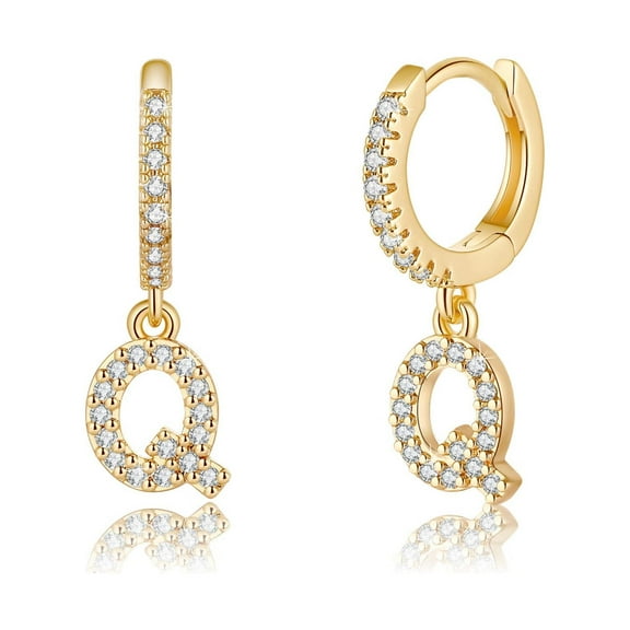 IEFSHINY Initial Earrings for Women 925 Sterling Silver Post 14K Gold Plated Small Huggie Hoop Earrings Initial Dangle Earrings Hypoallergenic Jewelry Gifts for Women