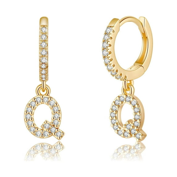 IEFSHINY Initial Earrings for Women 925 Sterling Silver Post 14K Gold Plated Small Huggie Hoop Earrings Initial Dangle Earrings Hypoallergenic Jewelry Gifts for Women