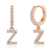 IEFSHINY Turandoss Initial Earrings for Women 925 Sterling Silver Post Small Huggie Hoop Earrings Cubic Zirconia Earrings Hypoallergenic Jewelry Gifts for Women