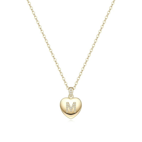 TURANDOSS Initial Necklace for Women 14K Gold Plated Letter Charm Necklaces Cubic Zirconia Pendant Lock Initial Necklace for Women Birthday Christmas Gifts