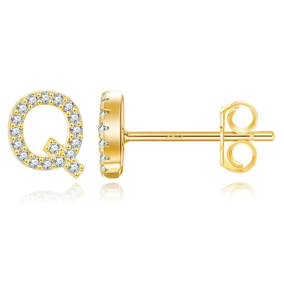 Turandoss Initial Stud Earrings Monogram Earrings CZ Jewelry Birthday Gift Wedding Gifts for Women