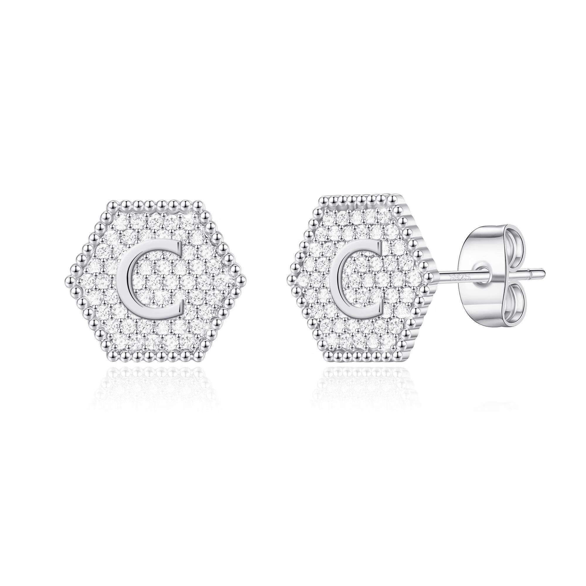 TURANDOSS Initial Stud Earrings for Women S925 Sterling