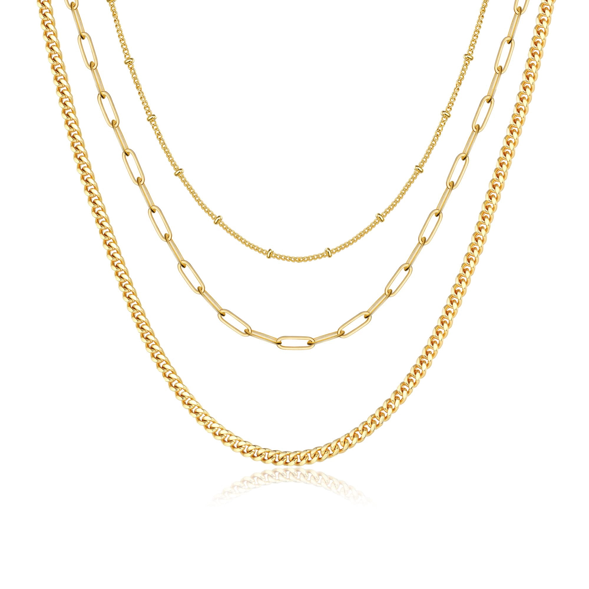 Turandoss 14K Gold Plated Layered Necklaces For Women - 4 Piece Set, Dainty Adjustable Choker - View #8