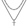 thumbnail image 1 of TURANDOSS Layered Cross Chain Necklace for Men Women Stainless Steel Rope Figaro Chain Cross Pendant Necklace Jewelry Gifts Men Women, 1 of 7