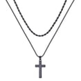thumbnail image 1 of TURANDOSS Layered Cross Necklace for Men Stainless Steel Cross Necklace Layered Rope Chain Snake Chain Cross Pendant for Men Women, 1 of 5
