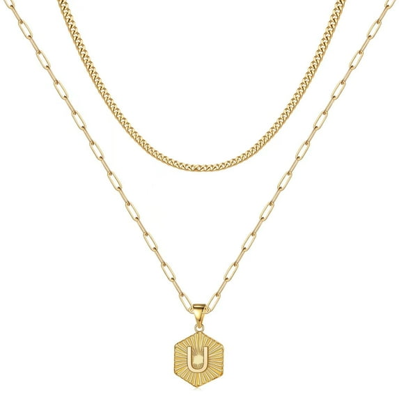 TURANDOSS Layered Gold Necklaces for Women 14K Gold Plated Paperclip Chain Necklace Cuban Link Chain for Women