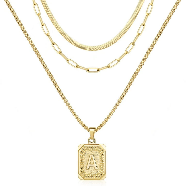 TURANDOSS Layered Initial Necklaces for Women 14K Gold
