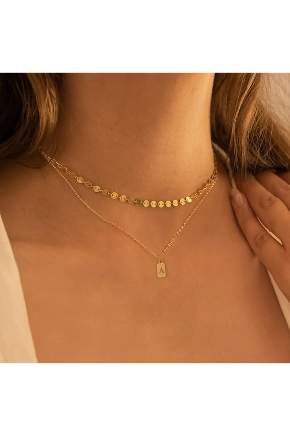 Layered Initial Necklaces for Women, Dainty Letter Necklace for Women Trendy Gold Jewelry Gifts for Women