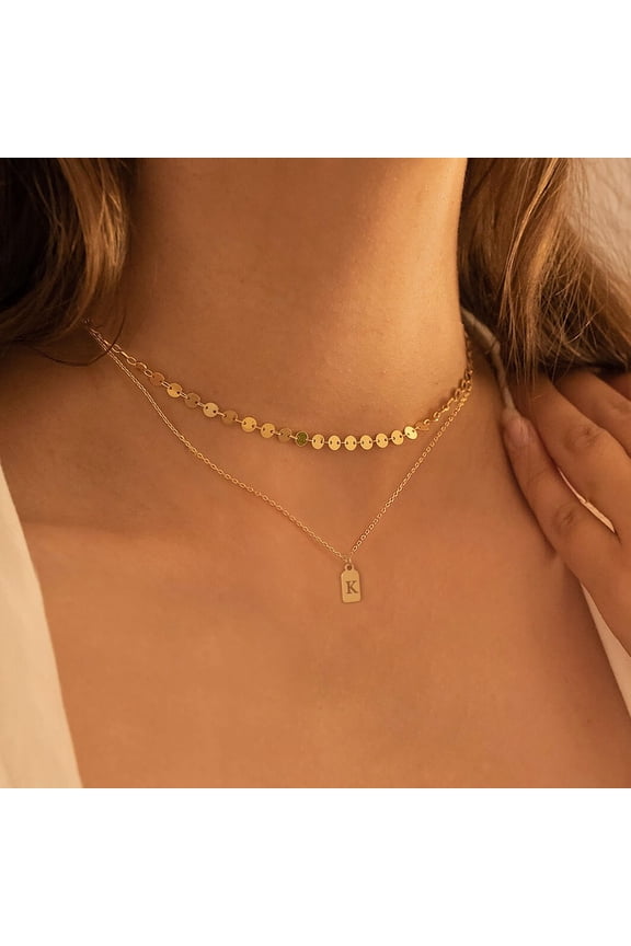 Layered Initial Necklaces for Women, Dainty Letter Necklace for Women Trendy Gold Jewelry Gifts for Women