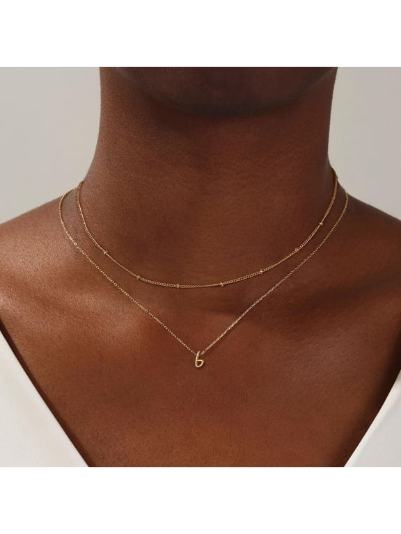 TURANDOSS Layered Initial Necklaces for Women, Letter A-Z Pendant Necklace Personalized Gold Initial Necklaces for Women
