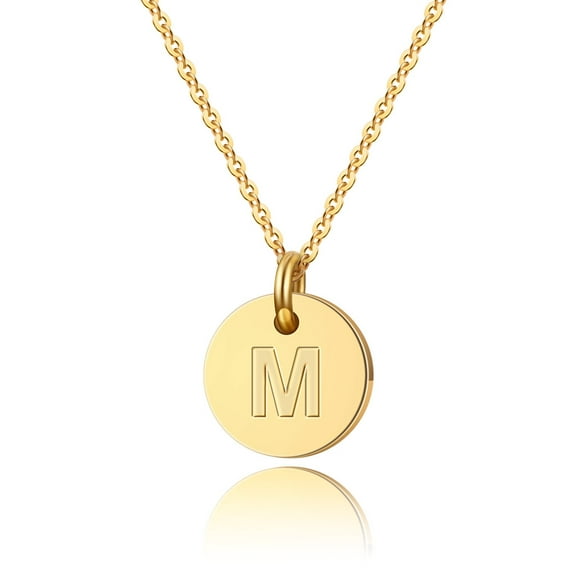 Turandoss Letter Initial Necklace 14K Gold Plated Round Disc Letter Necklace Jewelry Birthday Gift Wedding Gifts for Women