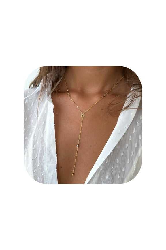 Long Initial Necklaces for Women, 16K Gold Plated Dainty Letter Initial Necklaces for Women Jewelry Gifts