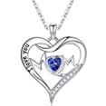 thumbnail image 1 of TURANDOSS Mom Gifts Mom Necklace 925 Sterling Silver Love Heart Birthstone Necklace Birthday Gifts for Mom from Daughter Son, 1 of 5