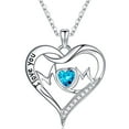 thumbnail image 1 of TURANDOSS Mom Gifts Mom Necklace 925 Sterling Silver Love Heart Birthstone Necklace Birthday Gifts for Mom from Daughter Son, 1 of 5
